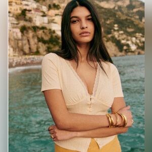 Sezane Jamie T-shirt Cream - Size L